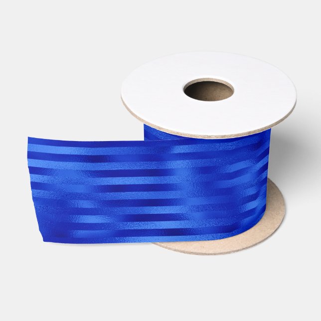Ruban de satin bleu royal à rayures en feuille mét (Bobine)