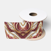 Ruban de satin élégant en marbre burgundy et or