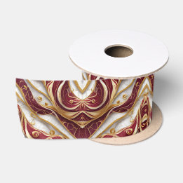 Ruban de satin élégant en marbre burgundy et or