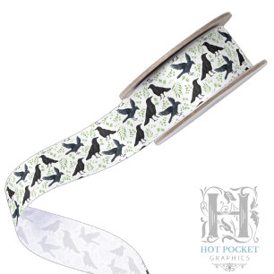 Ruban de satin noir en blanc