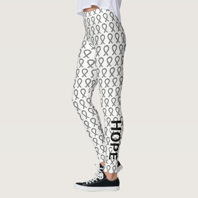 Ruban de sensibilisation blanc et noir Leggings pe (Gauche)