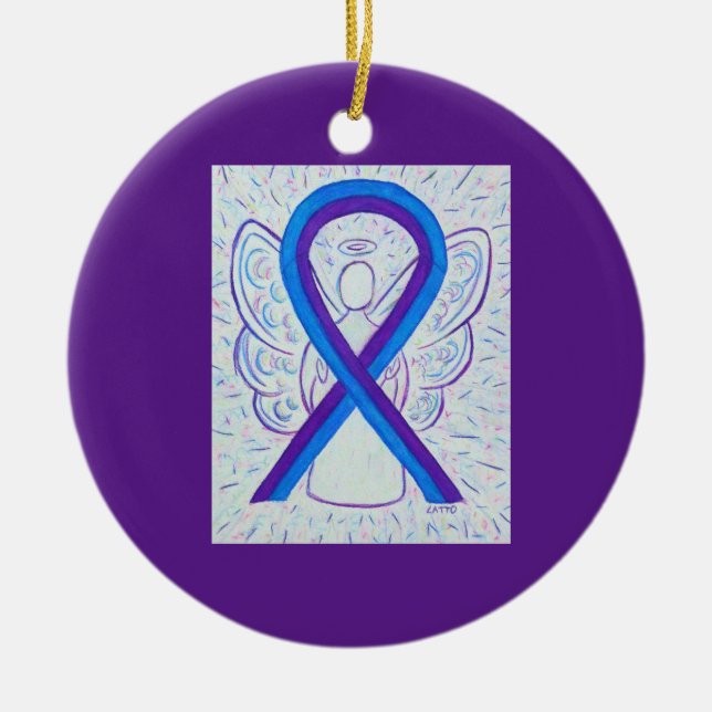 Ruban de sensibilisation bleu et violet Ornements  (Devant)