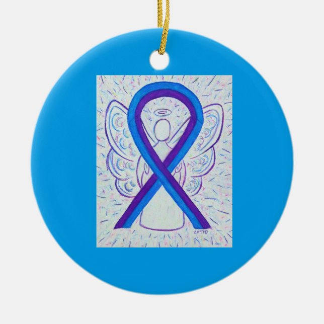Ruban de sensibilisation bleu et violet Ornements  (Devant)
