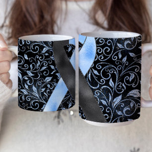Ruban de sensibilisation Bleu Noir Design de mug