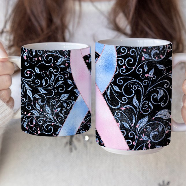 Ruban de sensibilisation bleu rose Design de mug (Créateur téléchargé)