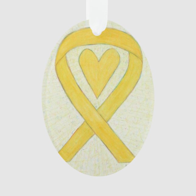 Ruban de sensibilisation jaune Coeur ornement de N (devant)