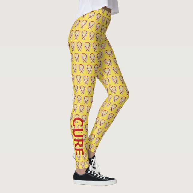 Ruban de sensibilisation jaune et rouge Leggings p (Droite)