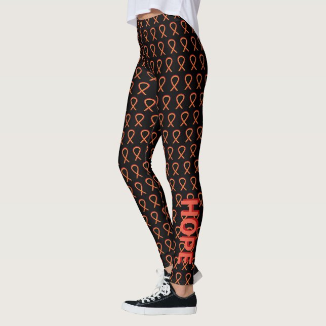 Ruban de sensibilisation rouge et orange Leggings  (Gauche)