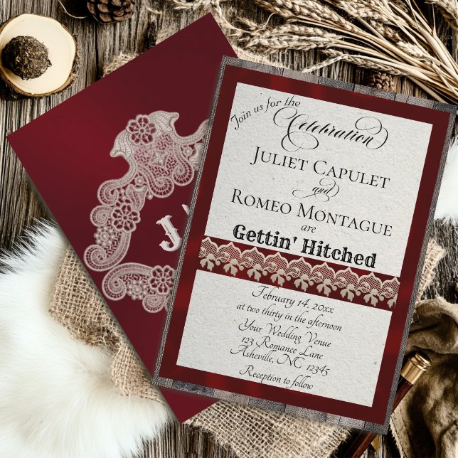 Ruban & Dentelle Gettin 'Hitched - Bordeaux (Créateur téléchargé)