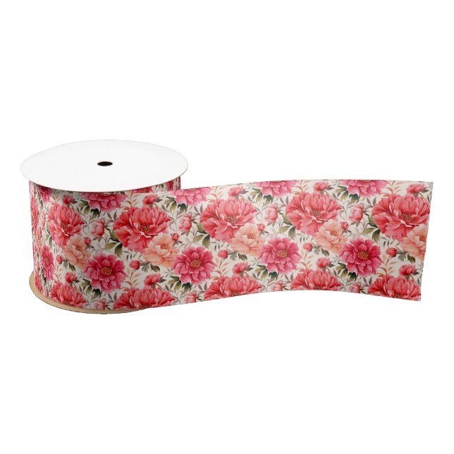 Ruban d'impression florale en satin (Bobine)
