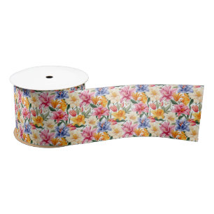 Ruban d'impression florale en satin