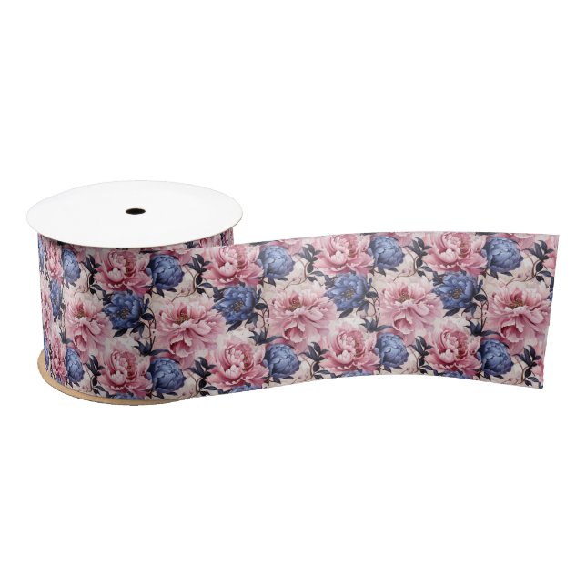 Ruban d'impression florale en satin (Bobine)