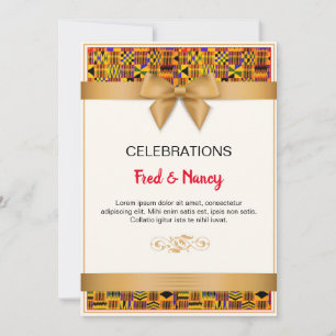 Ruban d'or Kente Invitation Cartes.