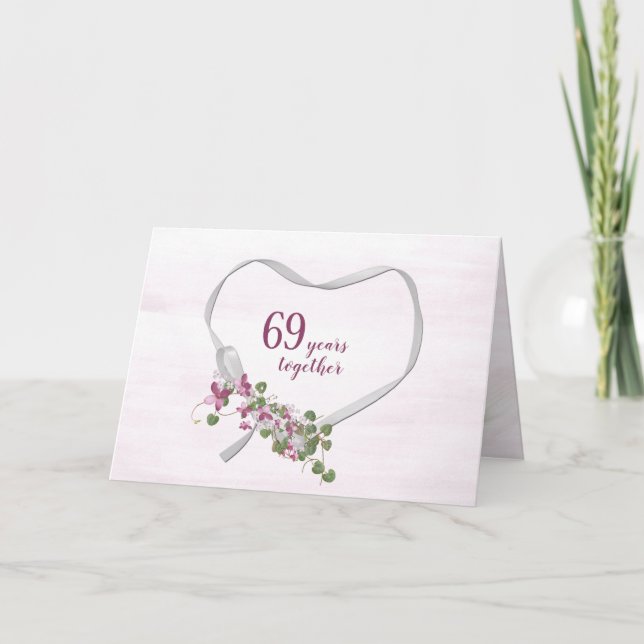 Ruban du 69e anniversaire de mariage Carte en form (Devant)