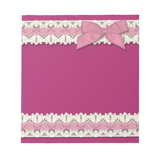 Ruban en dentelle rose arc grand bloc-notes (Devant)
