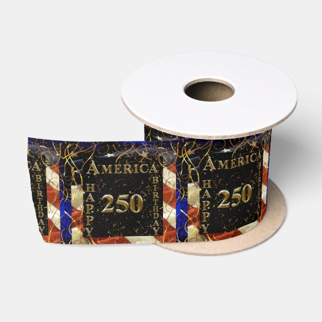 Ruban En Satin 250e anniversaire d'Amérique ! (Bobine)
