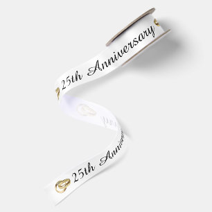Ruban En Satin 25e anniversaire avec anneaux de mariage en or