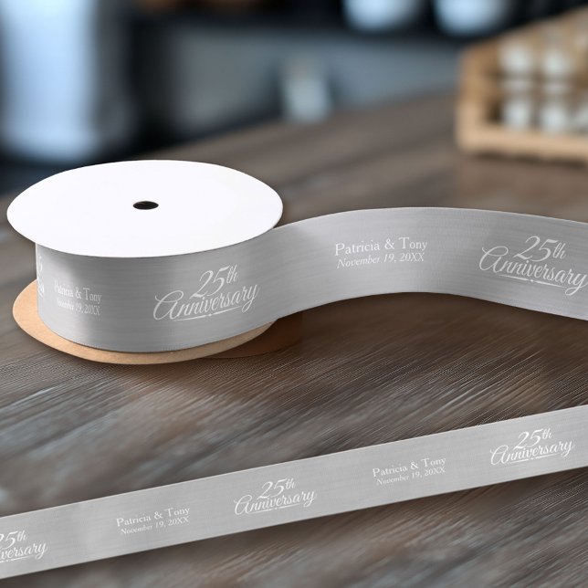 Ruban En Satin 25e anniversaire du Mariage Personnalisé (Custom Wedding Anniversary Ribbon)