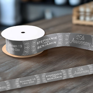 Ruban En Satin 25e anniversaire du Mariage Personnalisé