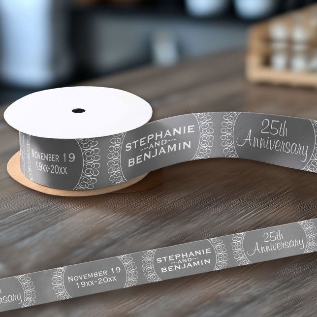 Ruban En Satin 25e anniversaire du Mariage Personnalisé (Custom Wedding Anniversary Ribbon)