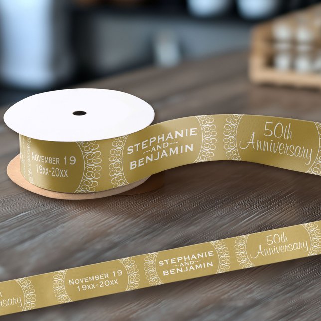 Ruban En Satin 50e anniversaire du Mariage Personnalisé (Custom Anniversary Ribbon)