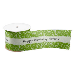 Ruban En Satin 50e "Joyeux anniversaire" Random Number Motif Vert