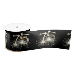 Ruban En Satin 75e anniversaire Sparklers de fête sur noir