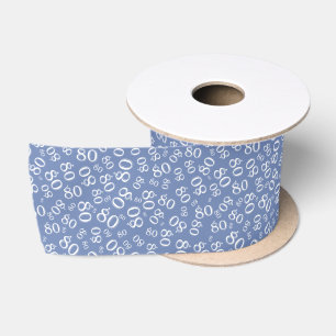 Ruban En Satin 80ème Motif aléatoire moderne bleu/blanc