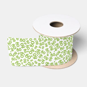 Ruban En Satin 80ème motif de nombres aléatoires moderne vert/bla