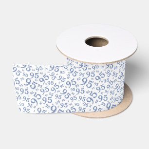 Ruban En Satin 95e Motif Numérique Aléatoire Moderne Bleu/Blanc