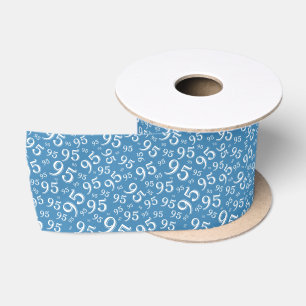 Ruban En Satin 95e Motif Numérique Aléatoire Moderne Bleu/Blanc