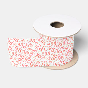 Ruban En Satin 95ème motif de nombre aléatoire moderne Corail/Bla