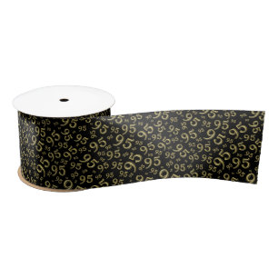 Ruban En Satin 95ème Motif de nombre aléatoire moderne Noir/Or