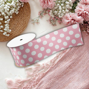 Ruban En Satin À petits pois rose et blanc Elégant Baby shower sa