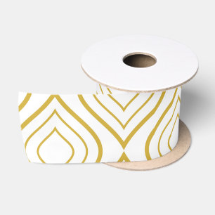 Ruban En Satin Abstract geometrical, white and gold