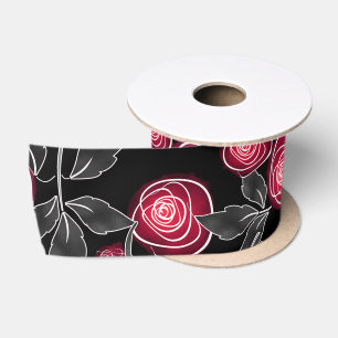 Ruban En Satin Abstrait moderne roses rouges feuilles croisées fl