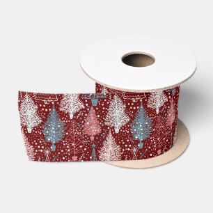 Ruban En Satin Abstrait Noël Arbres Motif 3 Satin Ruban