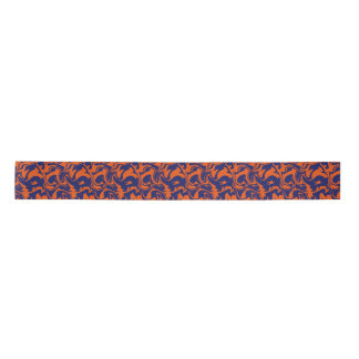 Ruban En Satin Abstrait orange et bleu