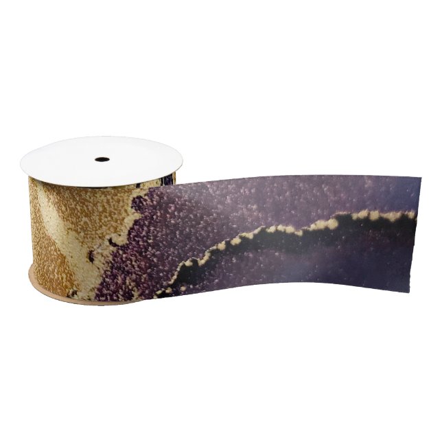 Ruban En Satin Abstrait Purple Tan Gold (Bobine)