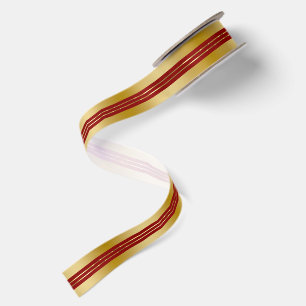 Ruban En Satin Accent de bandes brillantes sur fond or et rouge