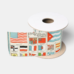 Ruban En Satin Affiche pédagogique vintage des drapeaux de toutes