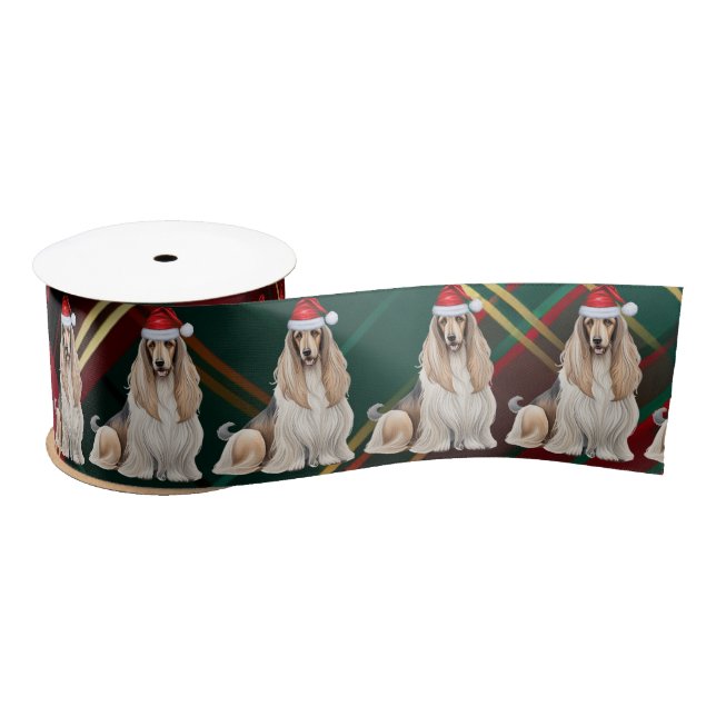 Ruban En Satin Afghan Hound Holiday Plaid Drôle Chien Noël (Bobine)