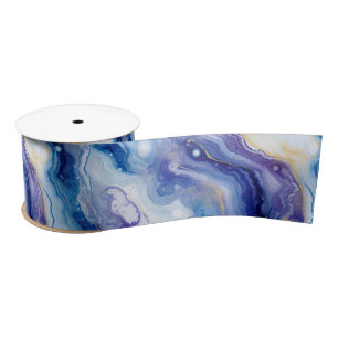 Ruban En Satin Agate Céleste Motif de Pierre de Galaxie Abstrai
