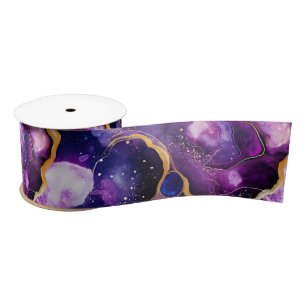 Ruban En Satin Agate Céleste Motif Minéral Abstrait Cosmique