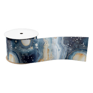 Ruban En Satin Agate Céleste Pierre Planétaire Abstraite
