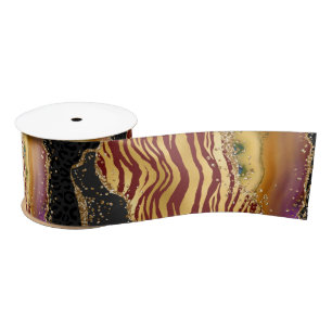 Ruban En Satin Agate de la jungle Motif rayé animal audacieux