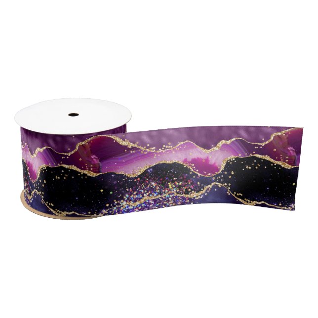 Ruban En Satin Agate des séquences de Parties scintillant violet  (Bobine)