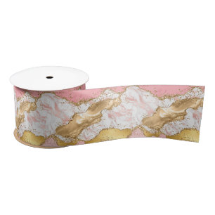 Ruban En Satin Agate des séquences or et rose