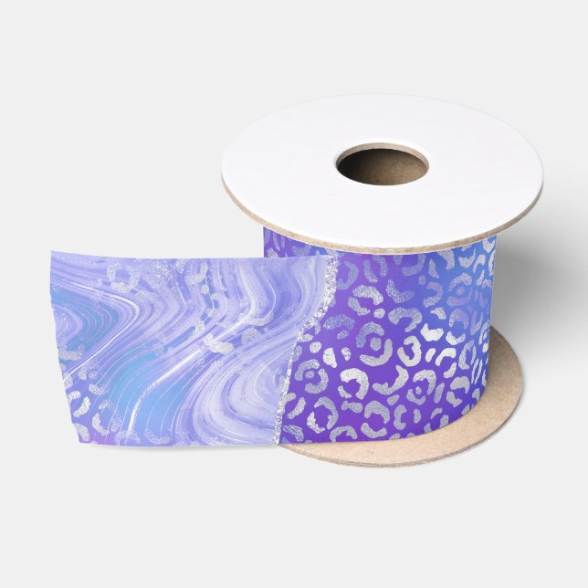 Ruban En Satin Agate Léopard Pastel | Motif de Pierre Abstraite G (Bobine)