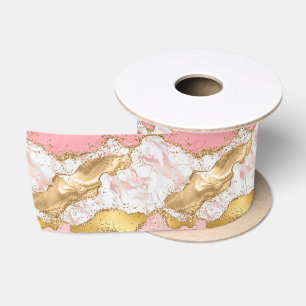 Ruban En Satin Agate sequins or et rose